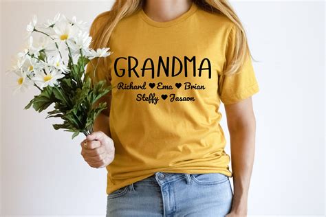 grandmother shirt|grandmother shirt with grandchildren's name.